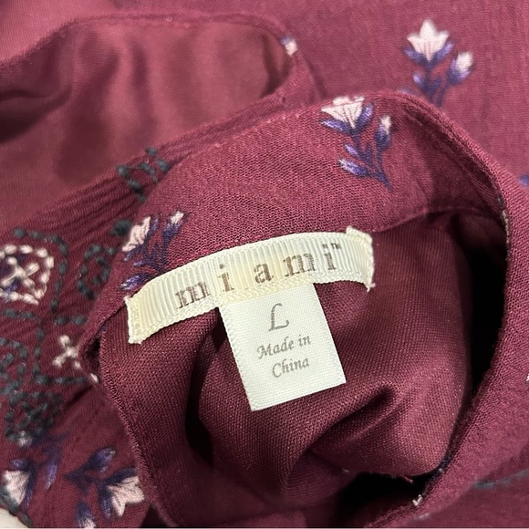 MiAmi Francesca’s Maroon Floral Sleeveless Racer Back Rayon Mini Dress Size L - Picture 5 of 8